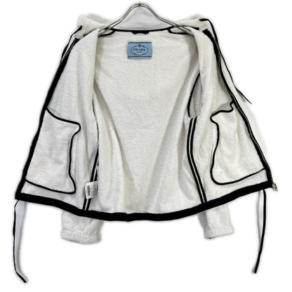 PRADA 21 Triangle Logo Pile Hoodie White/Black Size 38