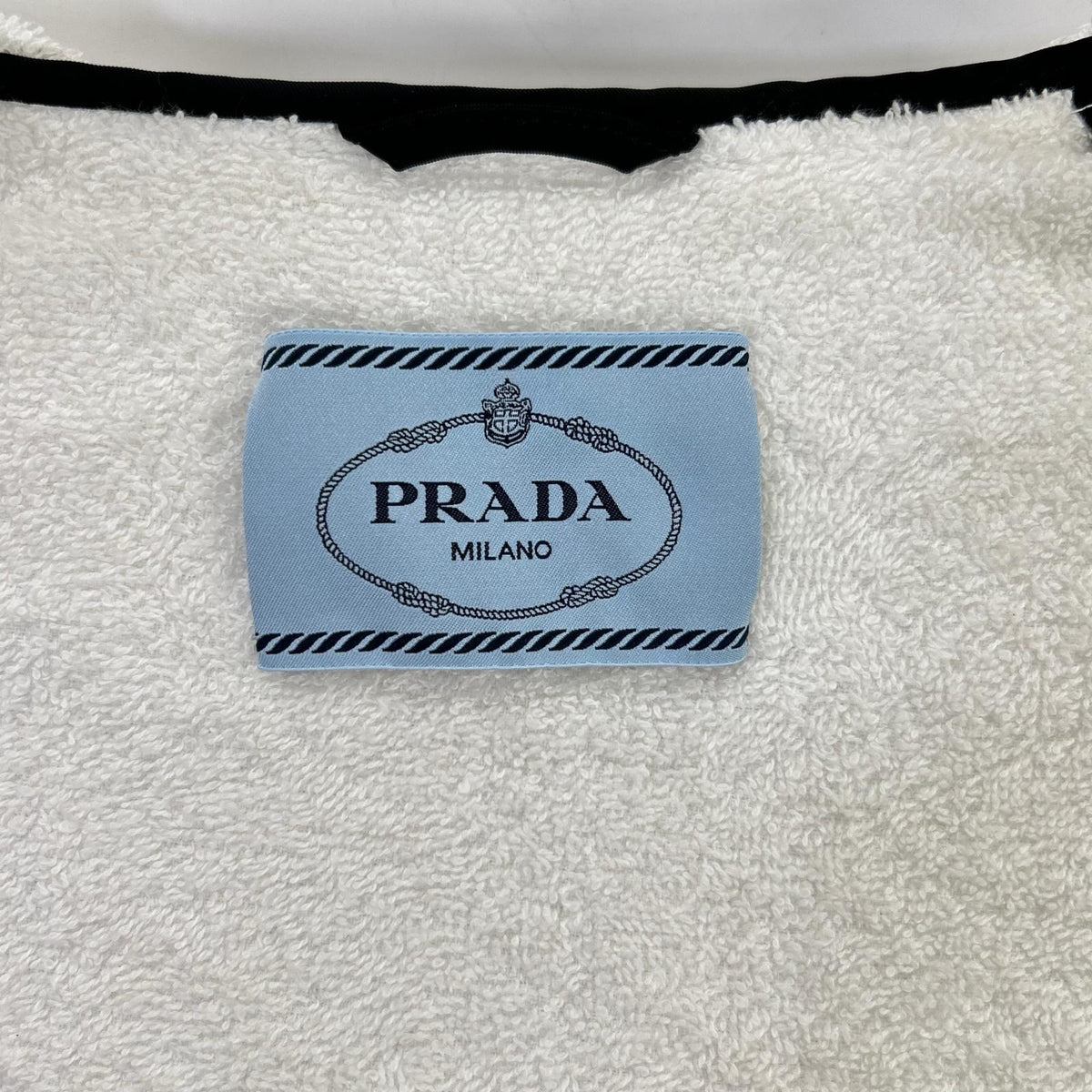 PRADA 21 Triangle Logo Pile Hoodie White/Black Size 38