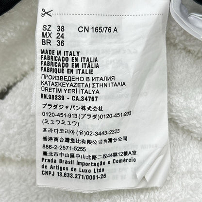 PRADA 21 Triangle Logo Pile Hoodie White/Black Size 38