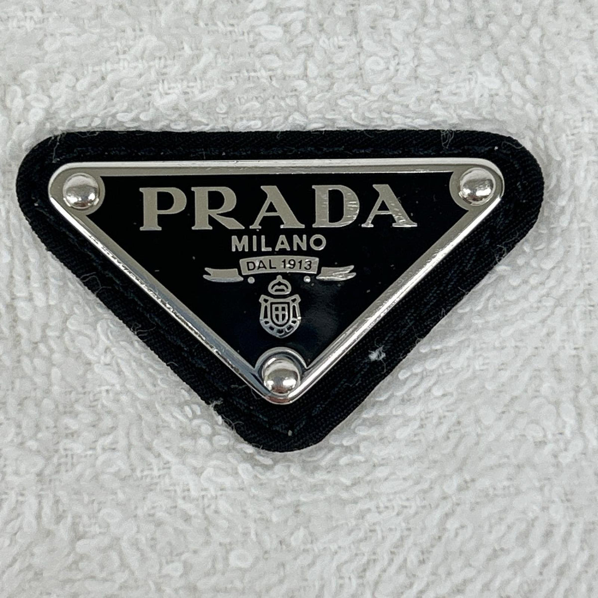 PRADA 21 Triangle Logo Pile Hoodie White/Black Size 38