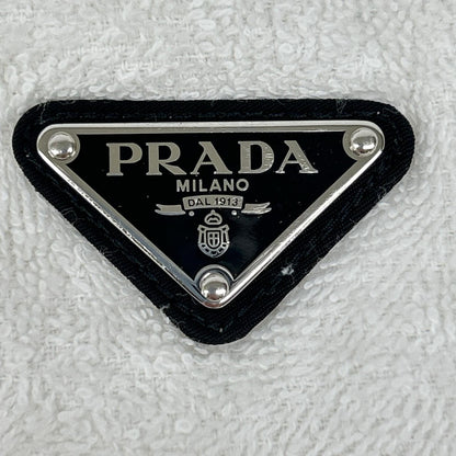 PRADA 21 Triangle Logo Pile Hoodie White/Black Size 38