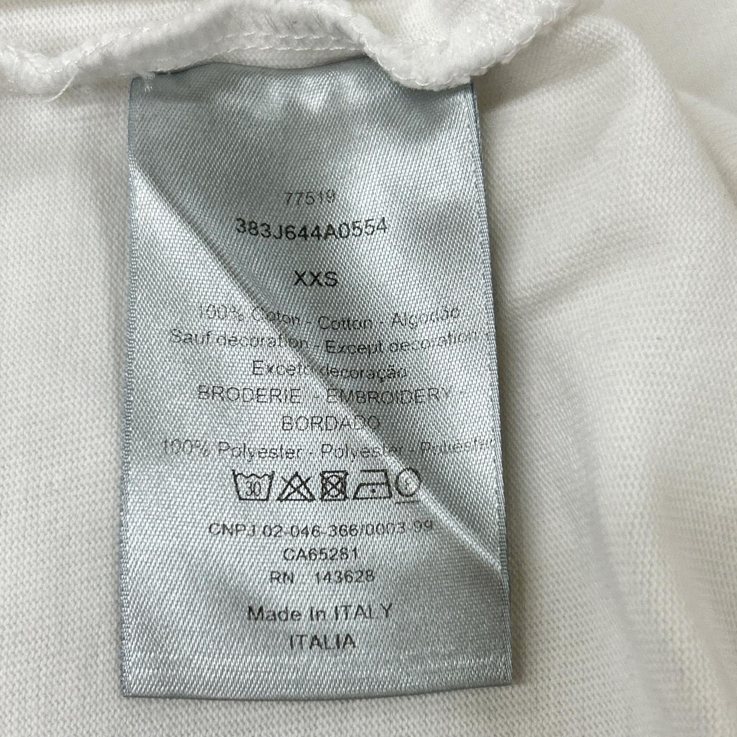Dior HOMME White Cotton Embroidered Pocket T-Shirt Size XXS