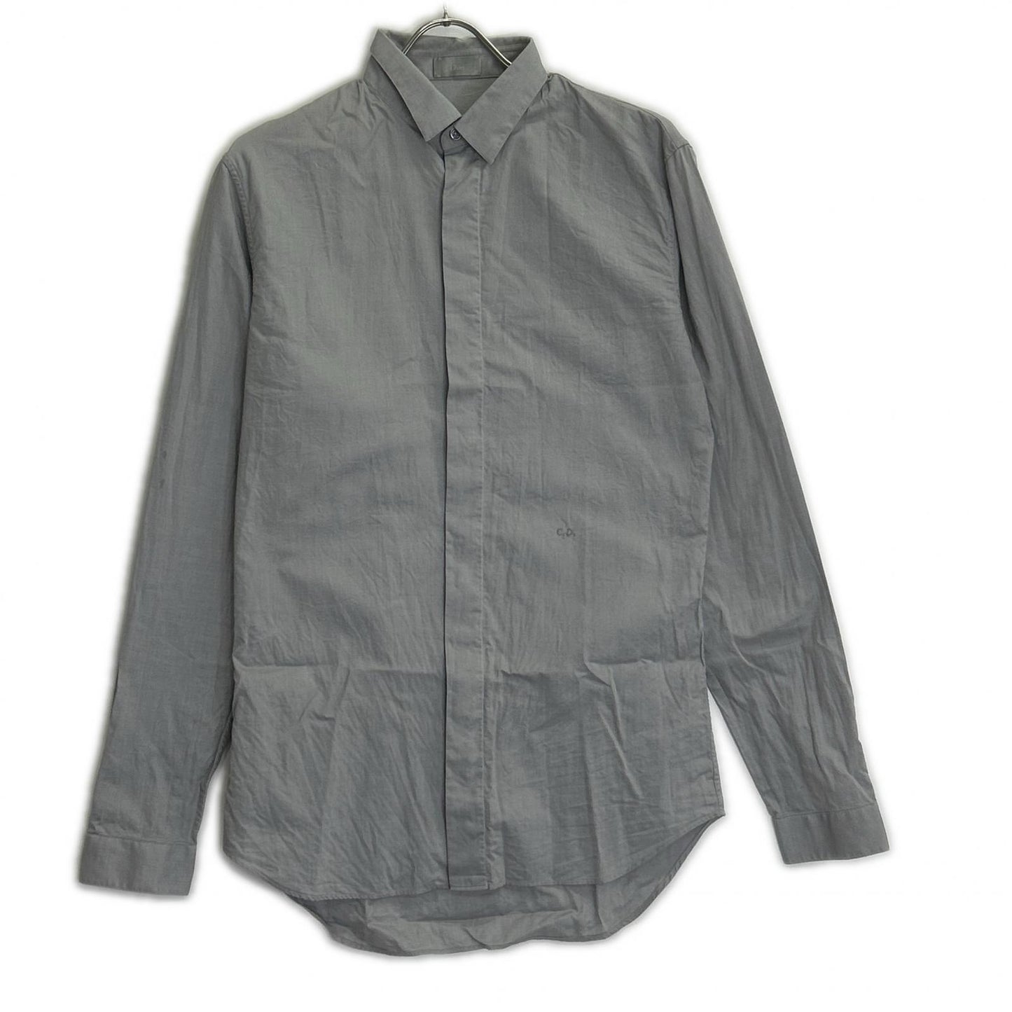 Dior HOMME Gray Cotton CD Embroidered Dress Shirt Size 38