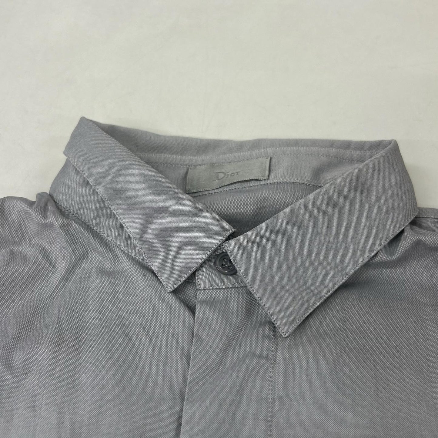 Dior HOMME Gray Cotton CD Embroidered Dress Shirt Size 38