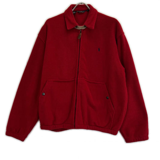 POLO RALPH LAUREN 90s Red Fleece Polo Jacket Size M