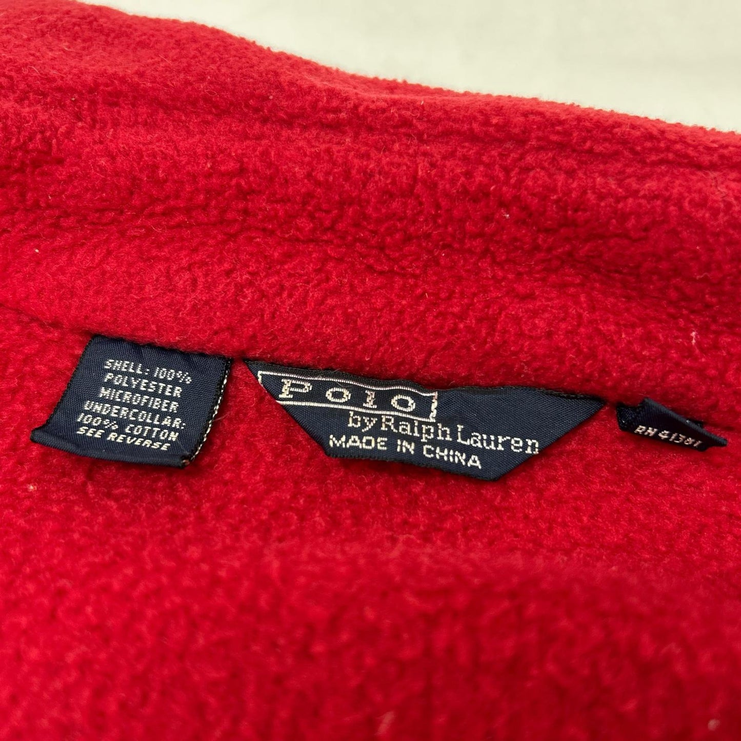 POLO RALPH LAUREN 90s Red Fleece Polo Jacket Size M
