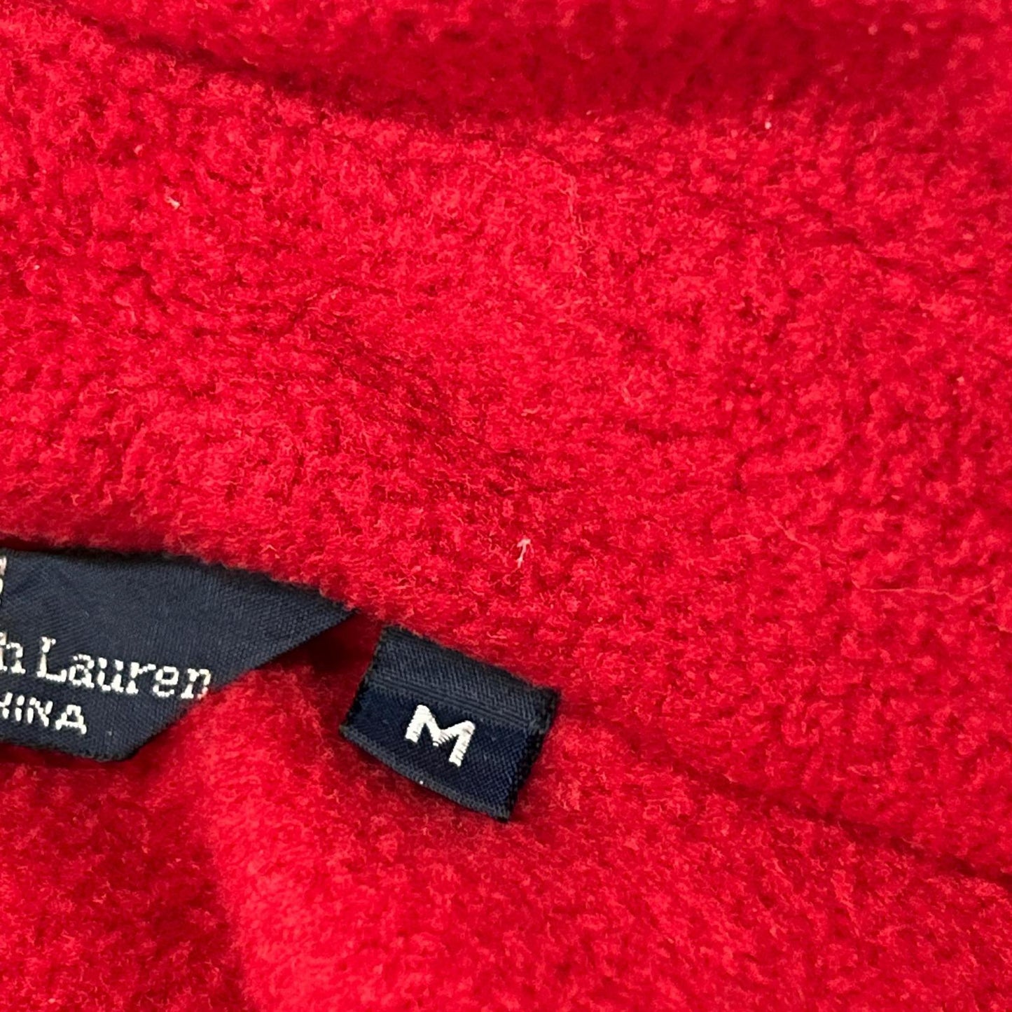 POLO RALPH LAUREN 90s Red Fleece Polo Jacket Size M