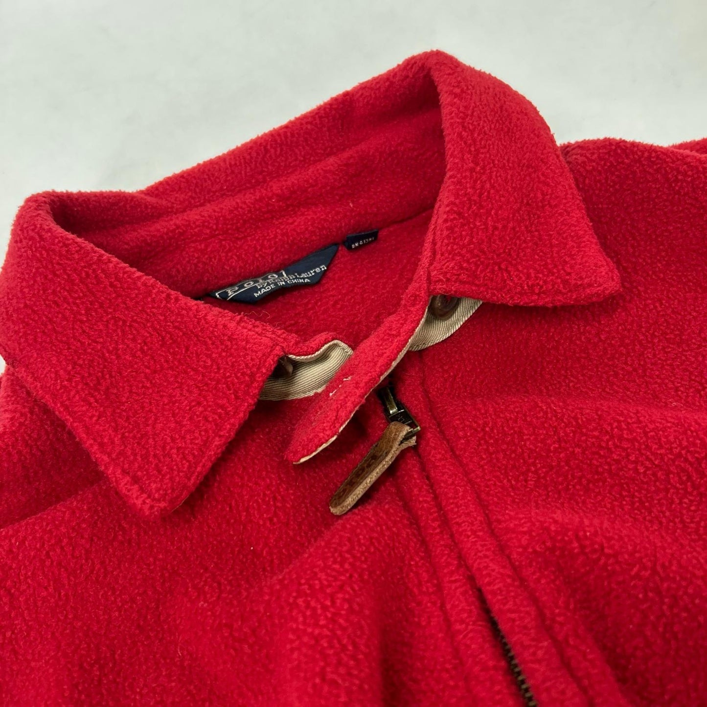 POLO RALPH LAUREN 90s Red Fleece Polo Jacket Size M