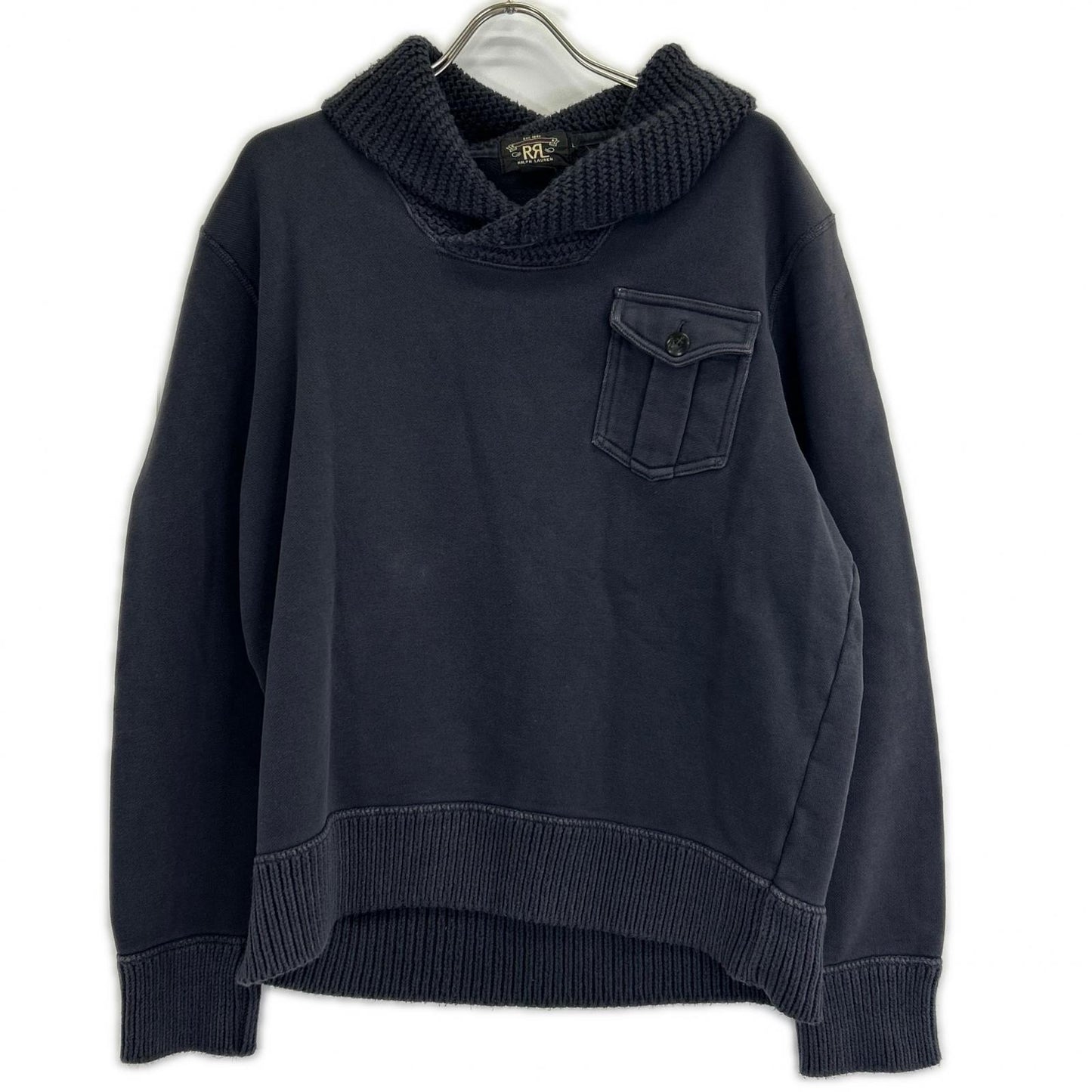 RRL Navy Cotton Shawl Collar Sweatshirt Size L