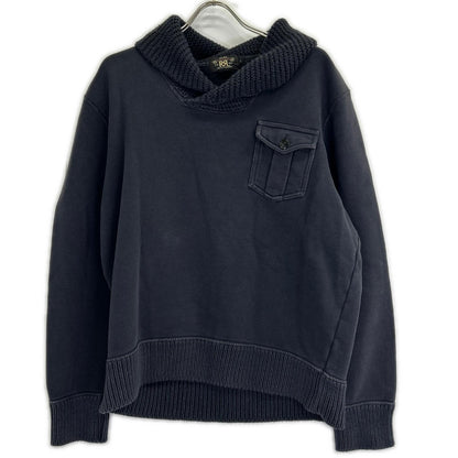 RRL Navy Cotton Shawl Collar Sweatshirt Size L