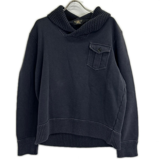 RRL Navy Cotton Shawl Collar Sweatshirt Size L