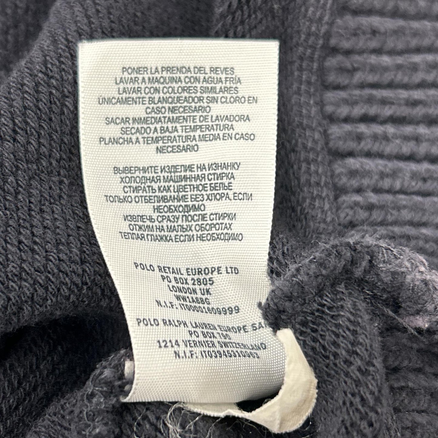 RRL Navy Cotton Shawl Collar Sweatshirt Size L