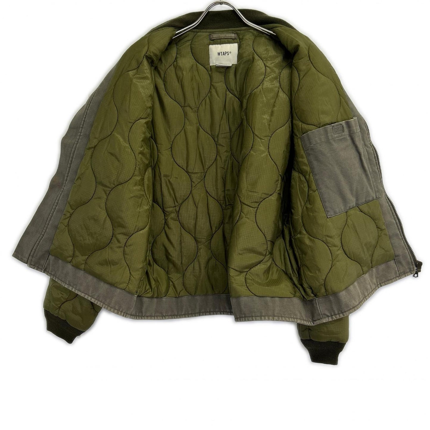 W)TAPS Khaki Cotton Quilted Duck Bomber Jacket Size 1