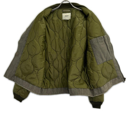 W)TAPS Khaki Cotton Quilted Duck Bomber Jacket Size 1