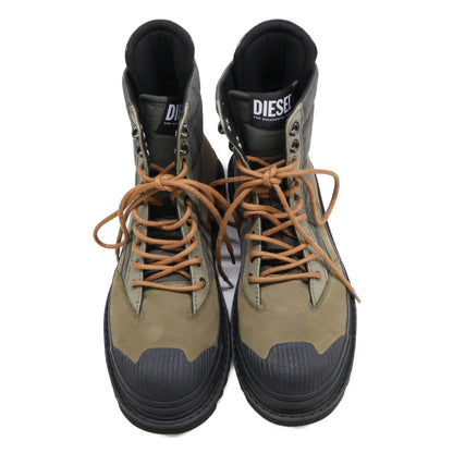 DIESEL H-SHIROKI HB Suede Lace-Up Boots Green Size 28.5
