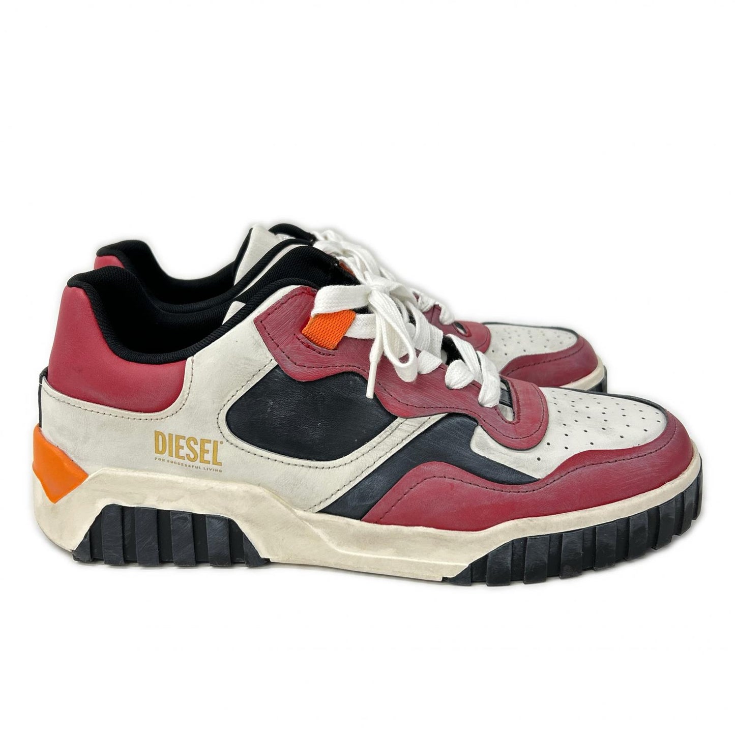 DIESEL S-RUA LOW SK Sneakers Red/Black/White Size 28.5