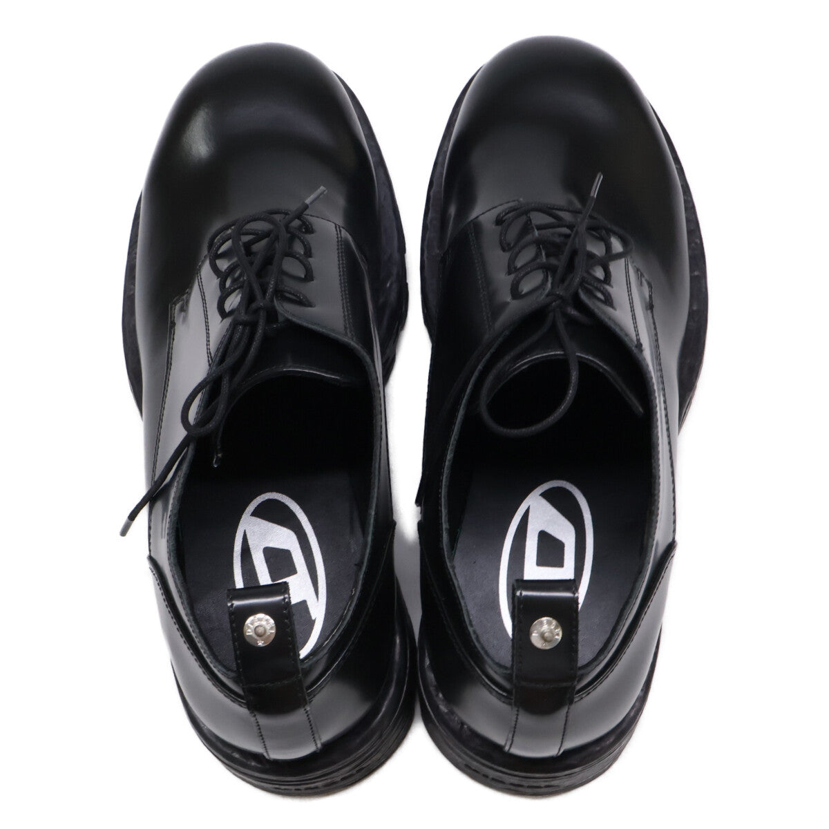 DIESEL D-HAMMER SH Leather Lace-Up Shoes Black Size 28.5