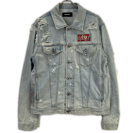DIESEL Distressed Indigo Denim Jacket Size L