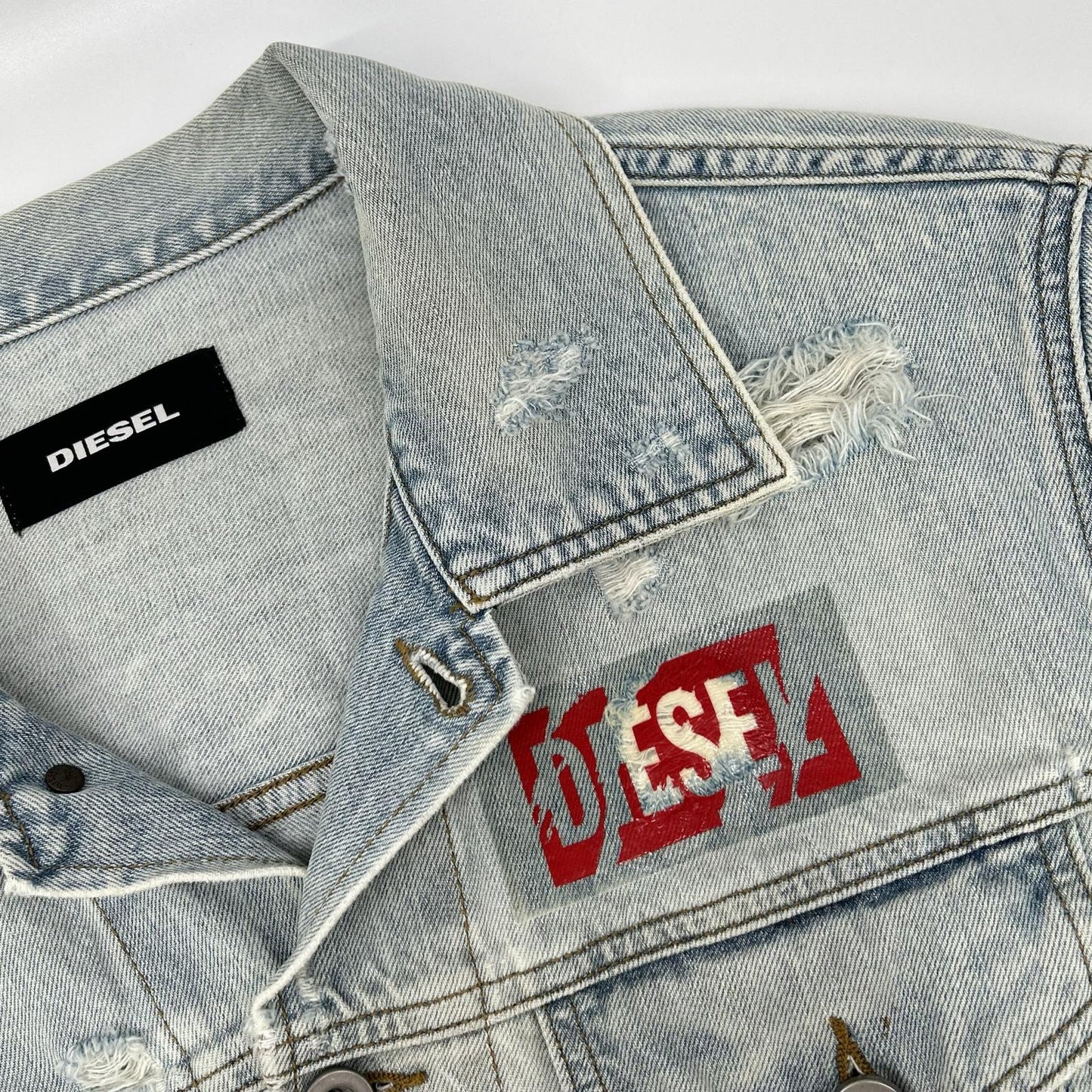 DIESEL Distressed Indigo Denim Jacket Size L