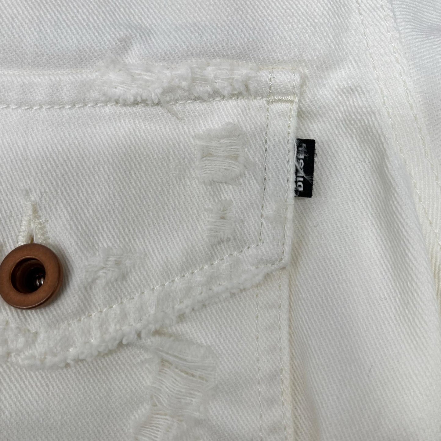 DIESEL Distressed White Denim Jacket Size L
