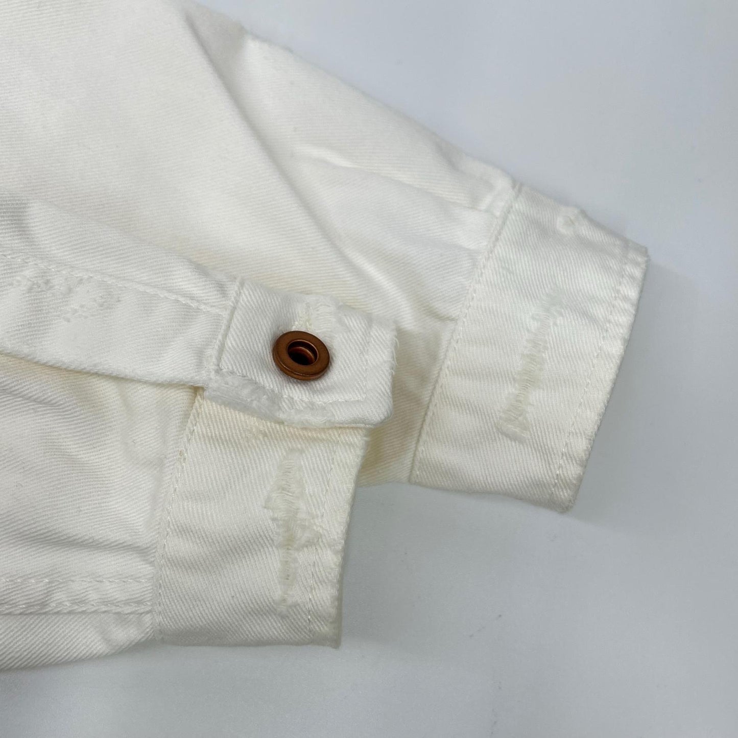 DIESEL Distressed White Denim Jacket Size L