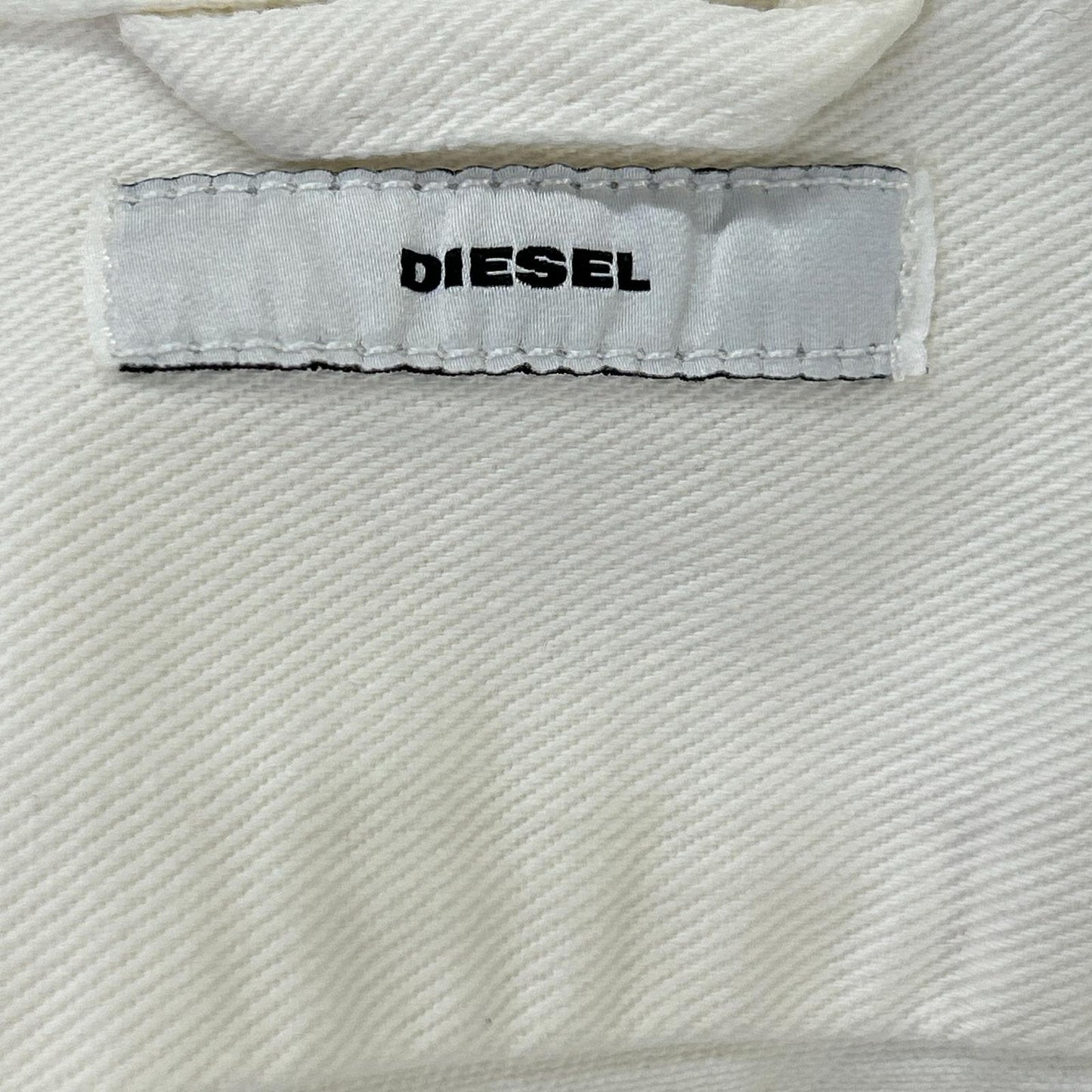 DIESEL Distressed White Denim Jacket Size L
