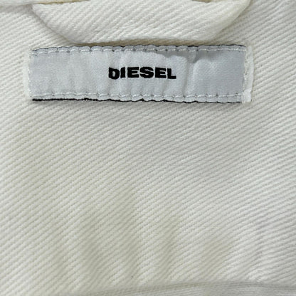 DIESEL Distressed White Denim Jacket Size L