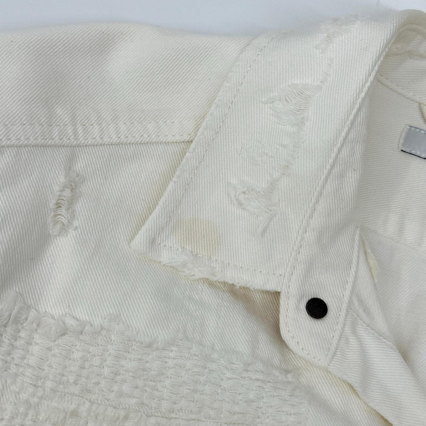 DIESEL Distressed White Denim Jacket Size L