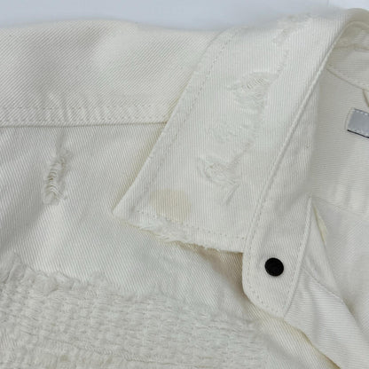 DIESEL Distressed White Denim Jacket Size L