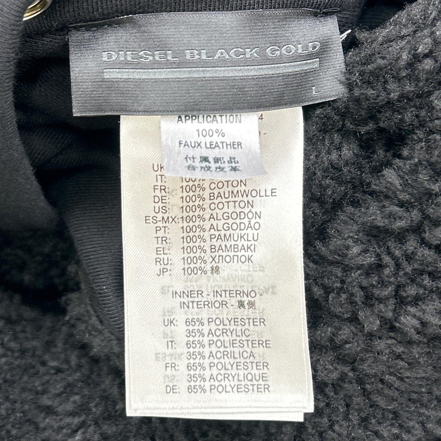 DIESEL BlackGold Full-Zip Reversible Jacket Black Size L