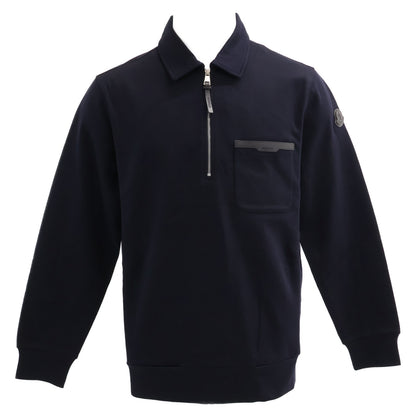 MONCLER FELPA CON ZIP Cotton Half-Zip Sweatshirt Navy Size S