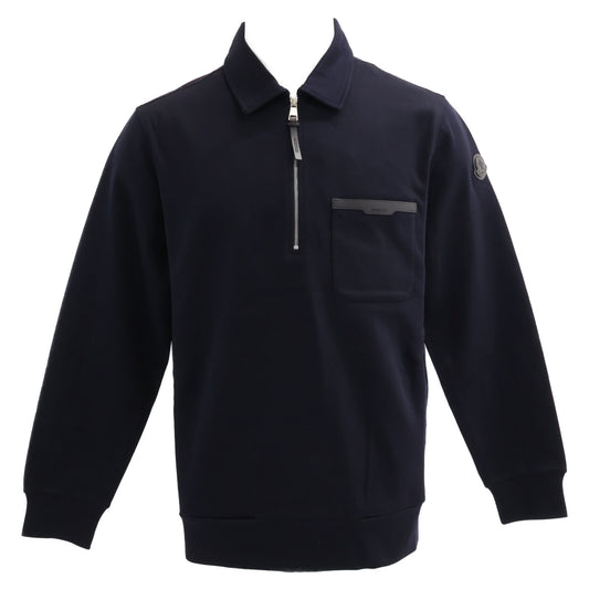 MONCLER FELPA CON ZIP Cotton Half-Zip Sweatshirt Navy Size S