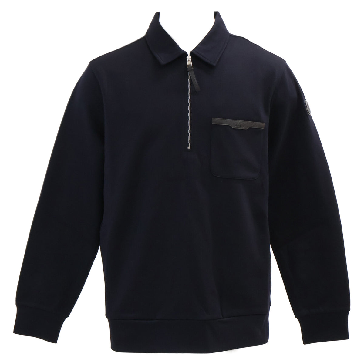 MONCLER FELPA CON ZIP Cotton Half-Zip Sweatshirt Navy Size M