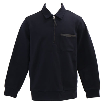 MONCLER FELPA CON ZIP Cotton Half-Zip Sweatshirt Navy Size M