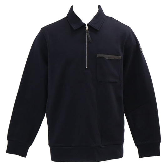 MONCLER FELPA CON ZIP Cotton Half-Zip Sweatshirt Navy Size M