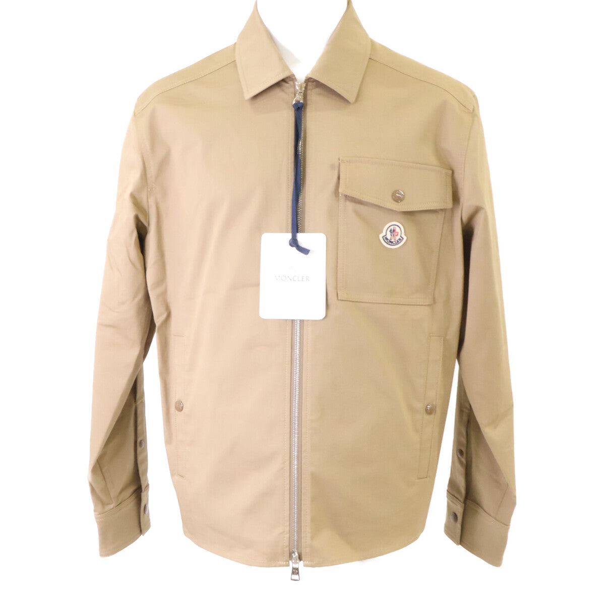 MONCLER 25 CAMICIA Gabardine Zip-Up Jacket Beige Size M