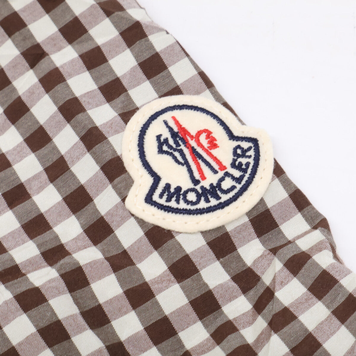 MONCLER CAMICIA Gingham Check Zip Shirt Jacket Brown Size S