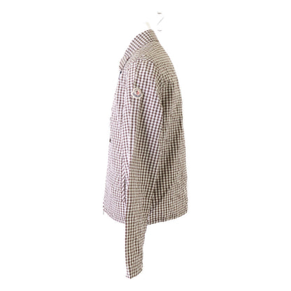 MONCLER CAMICIA Gingham Check Zip Shirt Jacket Brown Size S