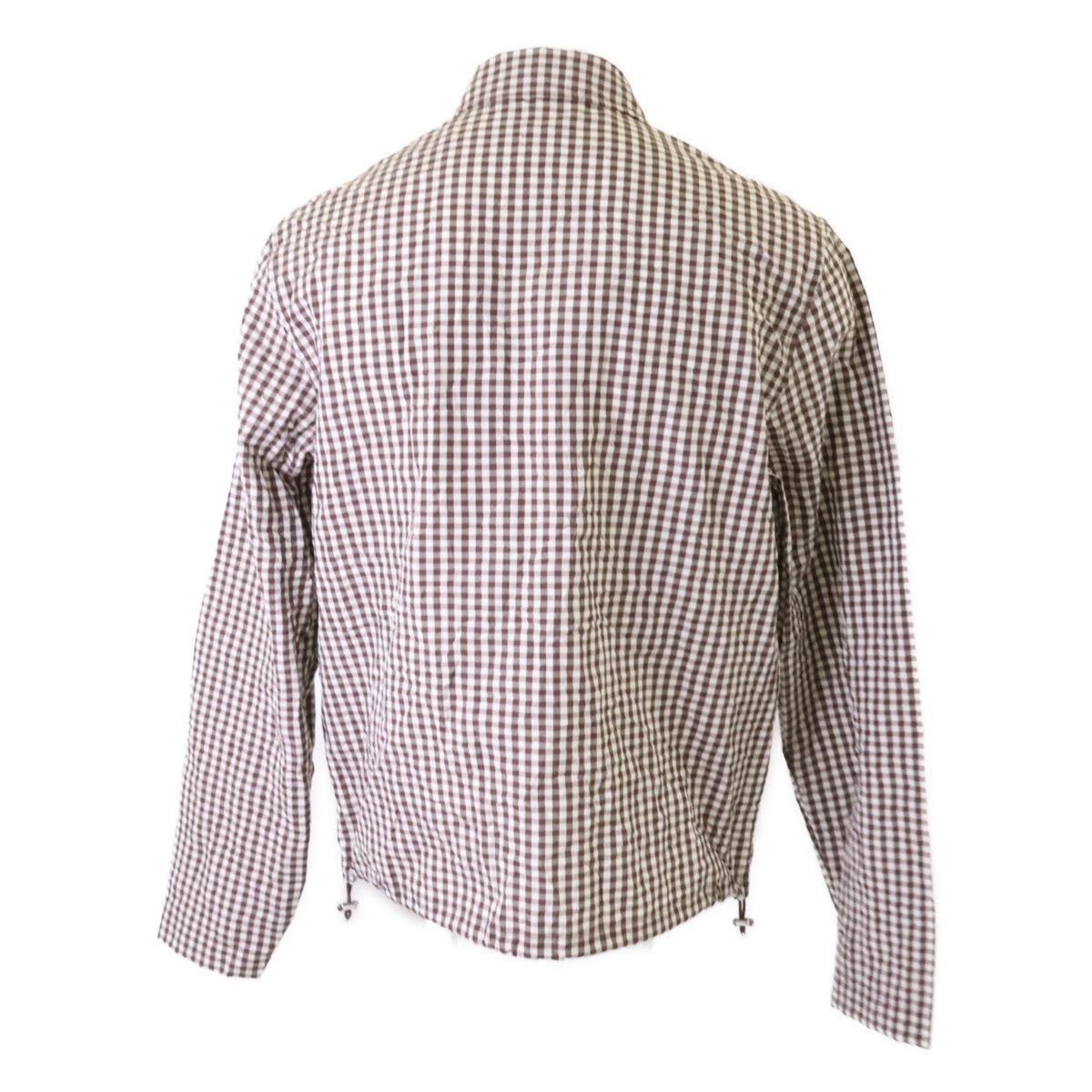 MONCLER CAMICIA Gingham Check Zip Shirt Jacket Brown Size S