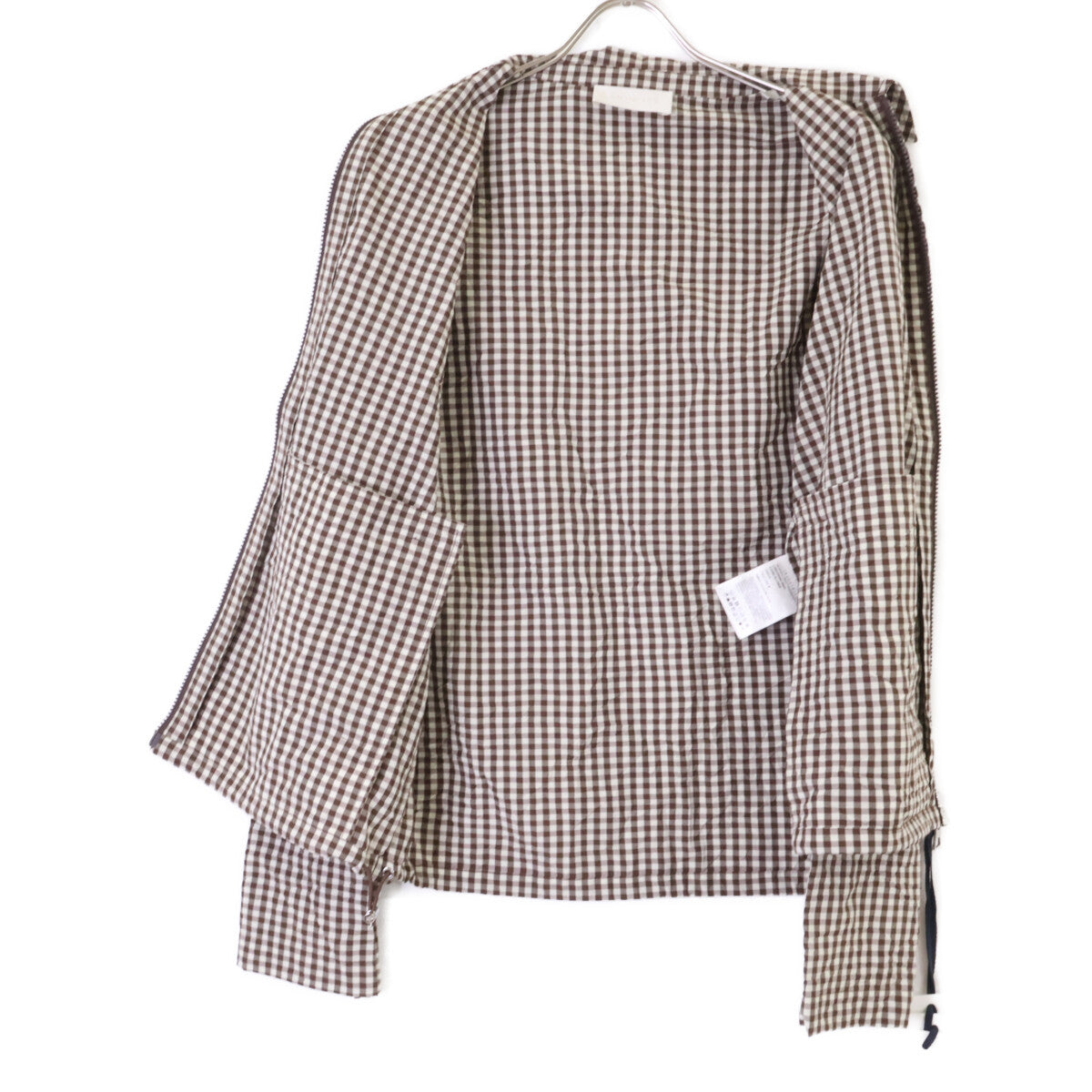 MONCLER CAMICIA Gingham Check Zip Shirt Jacket Brown Size S