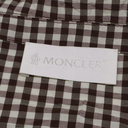 MONCLER CAMICIA Gingham Check Zip Shirt Jacket Brown Size S