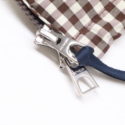 MONCLER CAMICIA Gingham Check Zip Shirt Jacket Brown Size S
