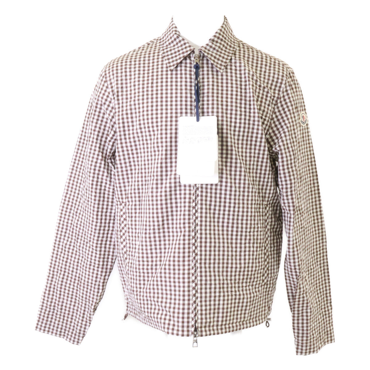 MONCLER Gingham Check Zip Shirt Jacket Brown Size M