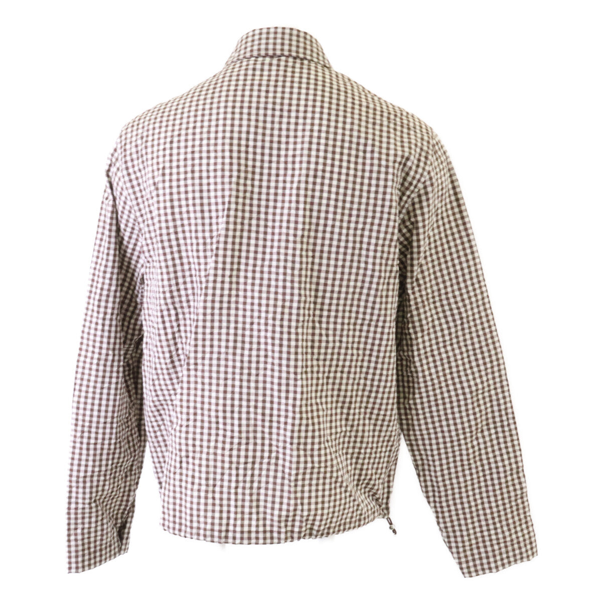 MONCLER Gingham Check Zip Shirt Jacket Brown Size M