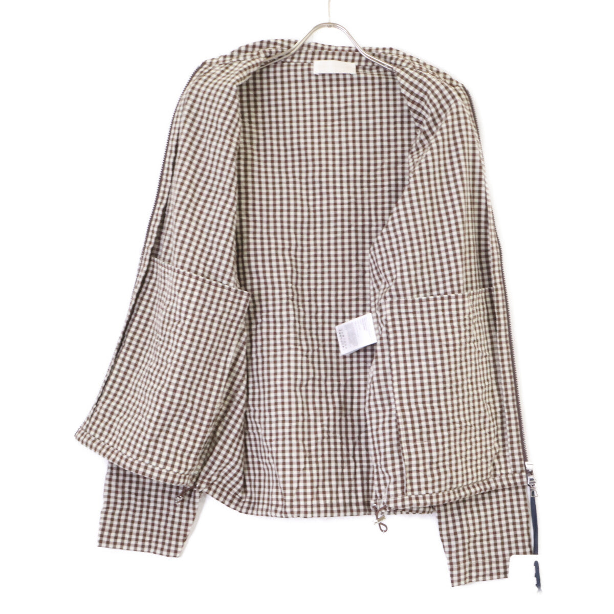 MONCLER Gingham Check Zip Shirt Jacket Brown Size M