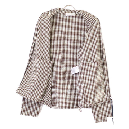 MONCLER Gingham Check Zip Shirt Jacket Brown Size M
