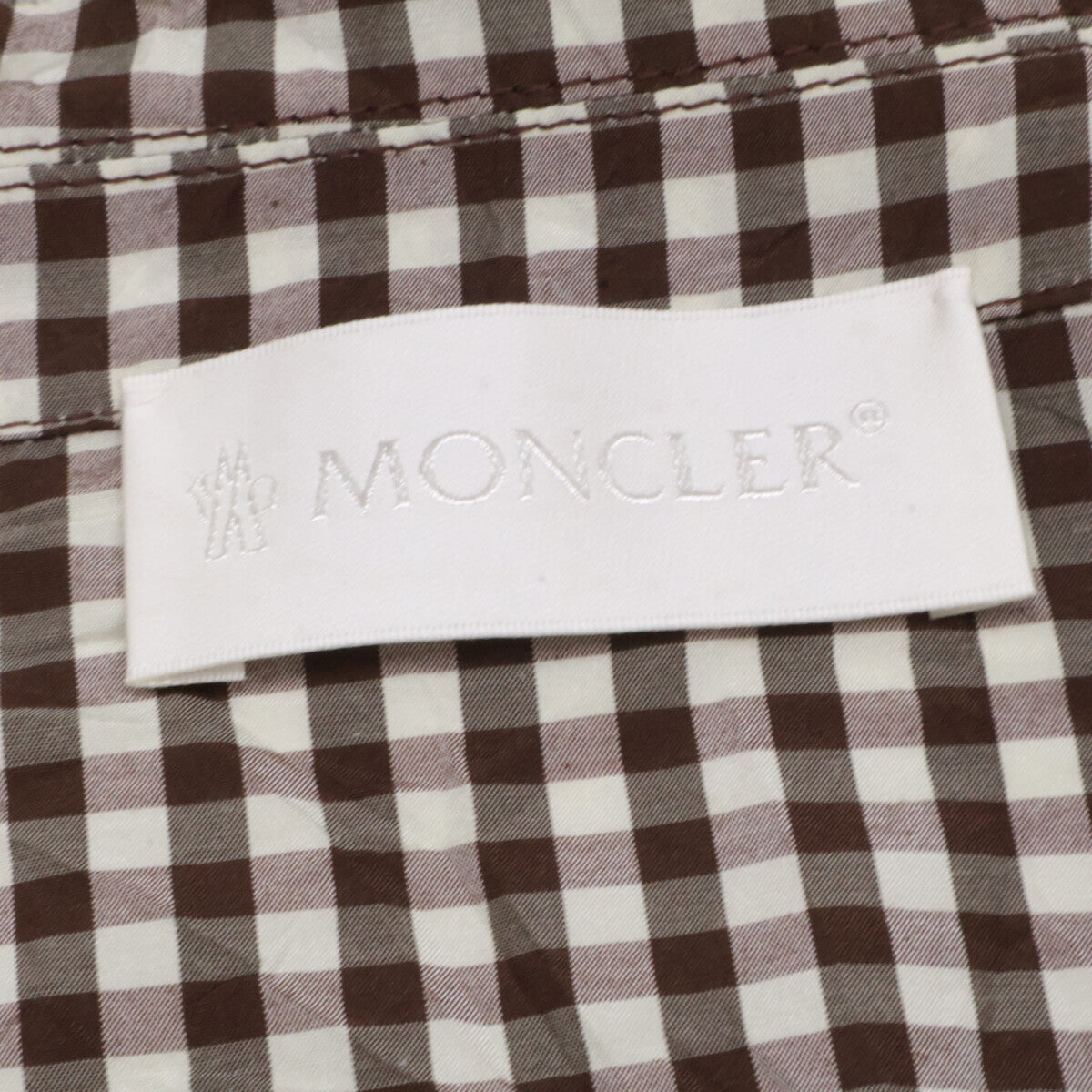 MONCLER Gingham Check Zip Shirt Jacket Brown Size M