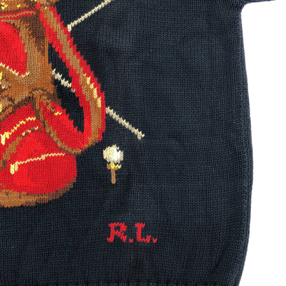RALPHLAUREN 90s Golf Pattern Navy Cotton Knit Sweater Size S