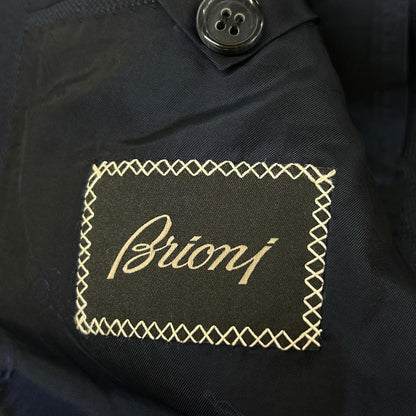 Brioni Navy Wool Herringbone 2B Jacket Size 46