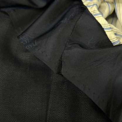 Brioni Navy Wool Herringbone 2B Jacket Size 46